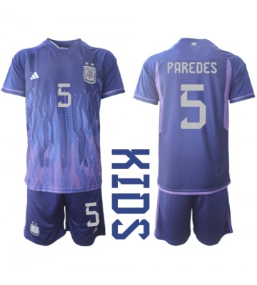 Argentina Leandro Paredes #5 Bortedraktsett Barn VM 2022 Kortermet (+ Korte bukser)